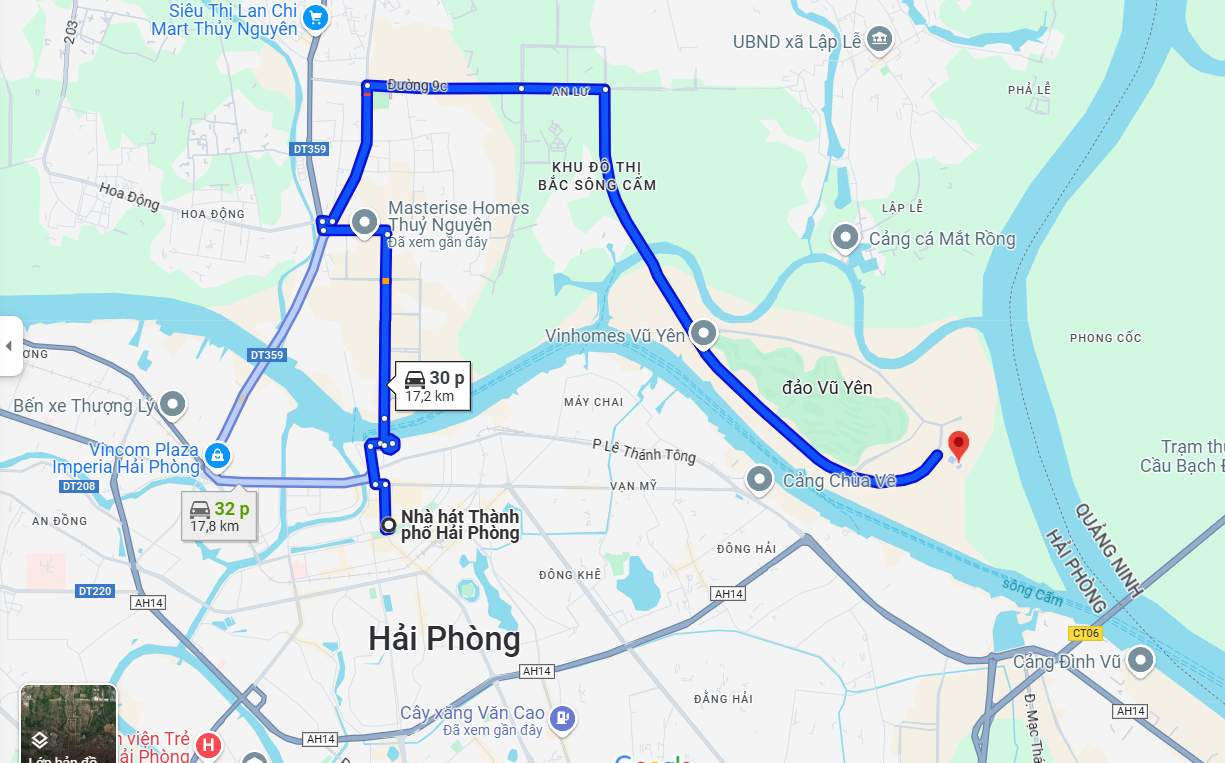 Chỉ đường đến Chung Cư Vinhomes Vũ Yên từ trung tâm thành phố Hải Phòng