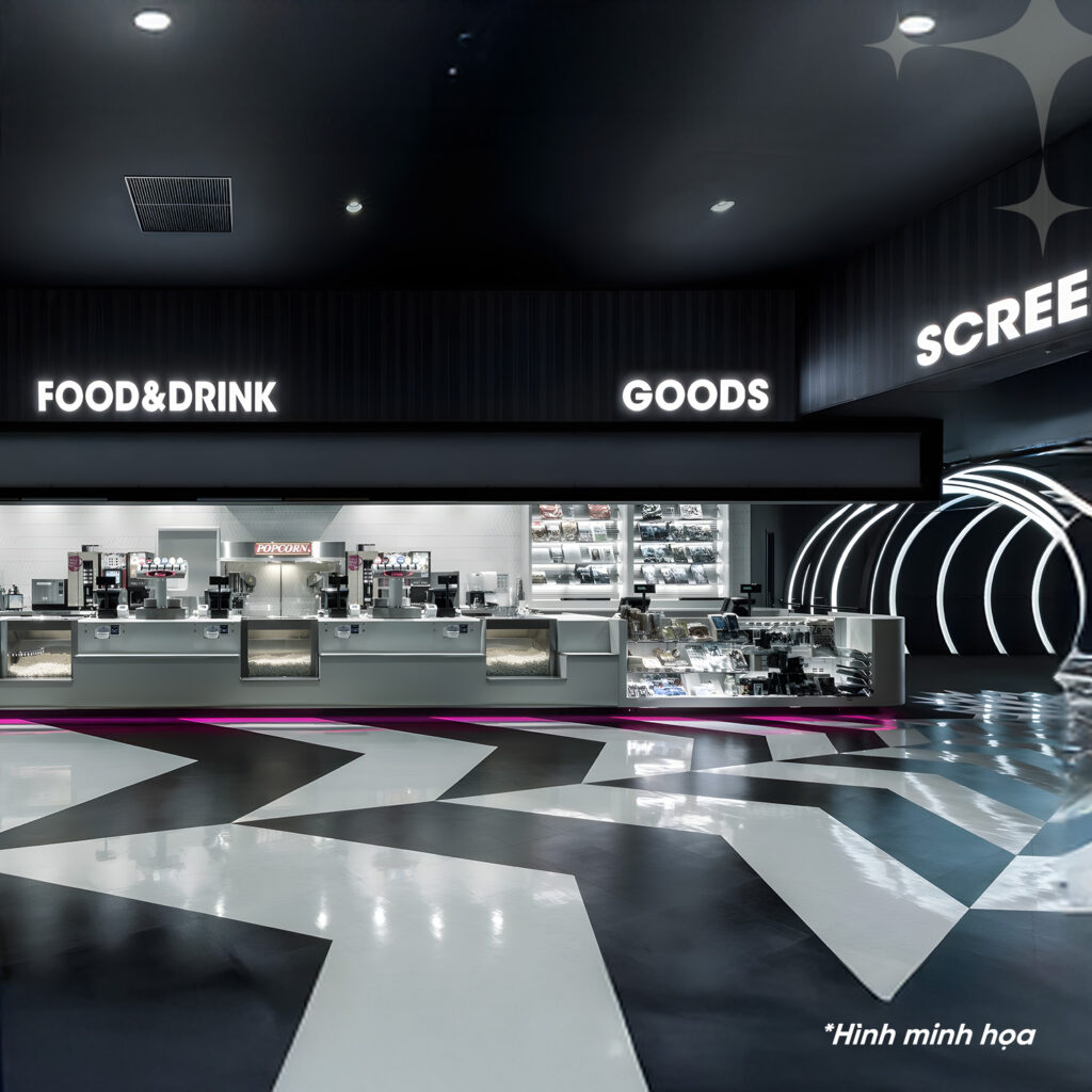 Mô phỏng sảnh rạp phim Aeon Beta Cinema tại Vincom Mega Mall Vũ Yên