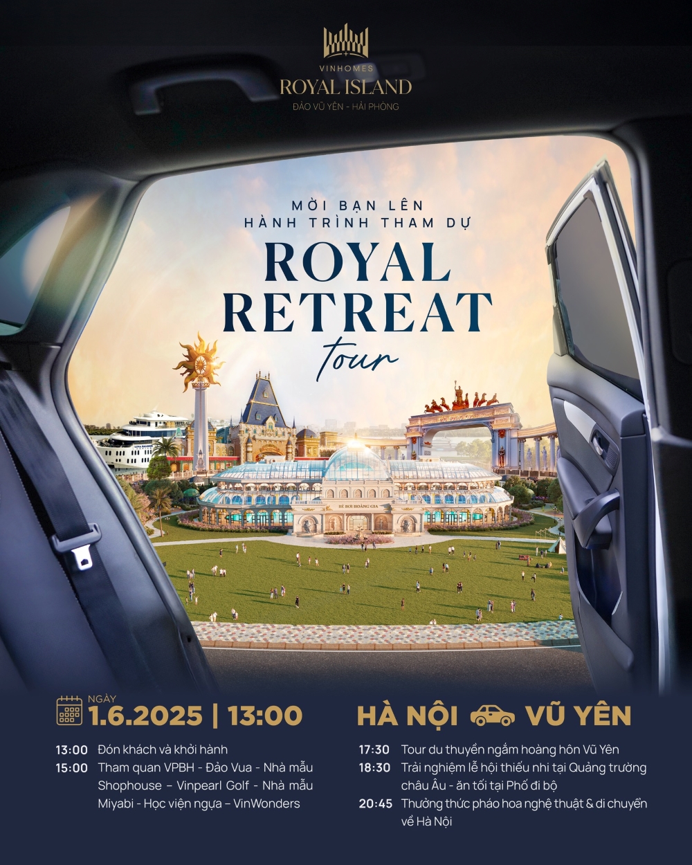 Royal Retreat Tour 2025 Trải nghiệm thực tế sân golf Vũ Yên, VinWonders Vũ Yên và không gian sống đảo độc bản