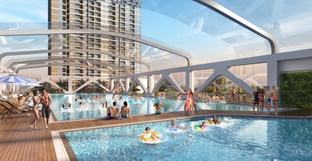 Công nghệ lọc nước và điều nhiệt hiện đại được áp dụng trong mỗi bể bơi 4 mùa tại Vinhomes Vũ Yên