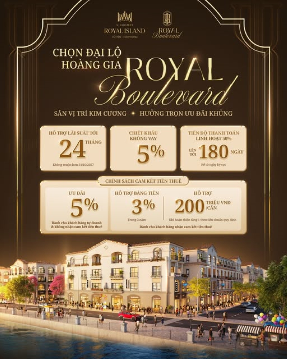 Chính sách bán hàng và ưu đãi dành cho khách hàng tại Royal Boulevard Vinhomes Vũ Yên