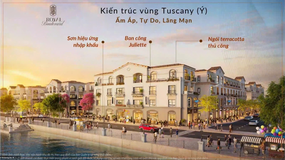 Kiến trúc Tuscany Boulevard tại Royal Boulevard Vinhomes Vũ Yên