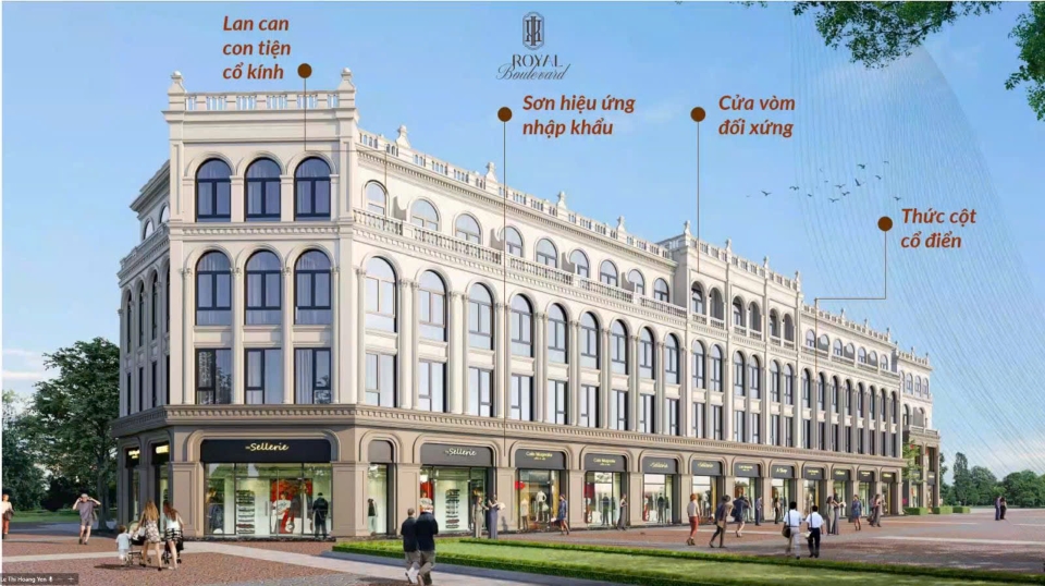 Kiến trúc Venice Boulevard tại Royal Boulevard Vinhomes Vũ Yên