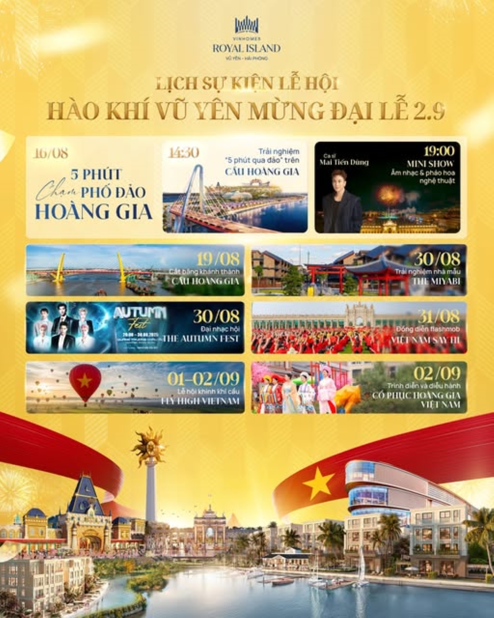 Lịch sự kiện lễ hội 2/9 tại Vinhomes Vũ Yên: Hành trình trải nghiệm không giới hạn trên đảo Hoàng Gia