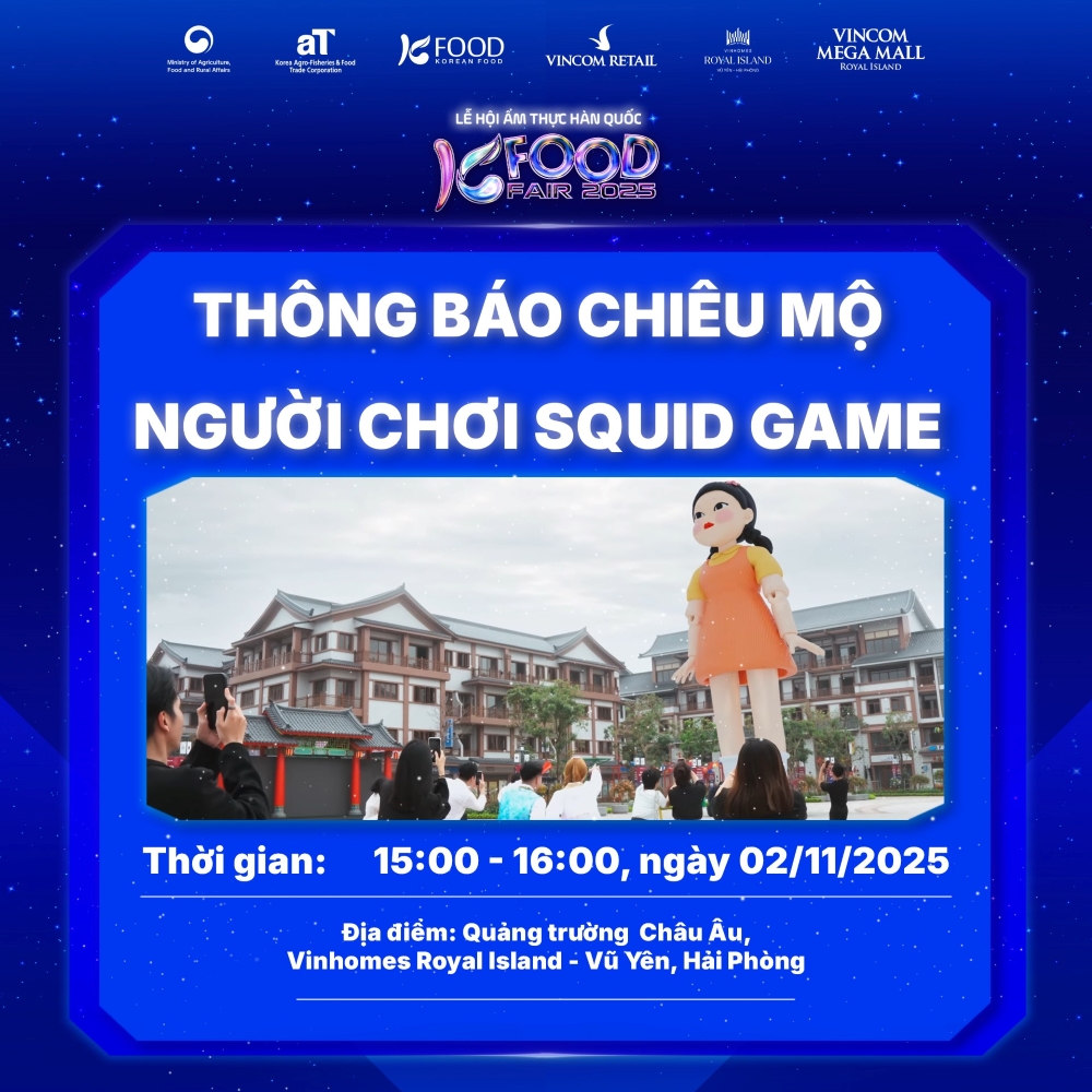 Thông báo chiêu mộ người chơi Squid Game tại KFood Fair 2025