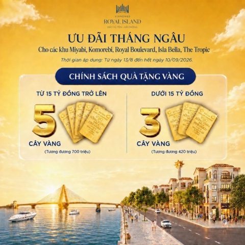 Ưu đãi tháng Ngâu Vinhomes Vũ Yên: Tặng đến 5 cây vàng cho khách mua nhà