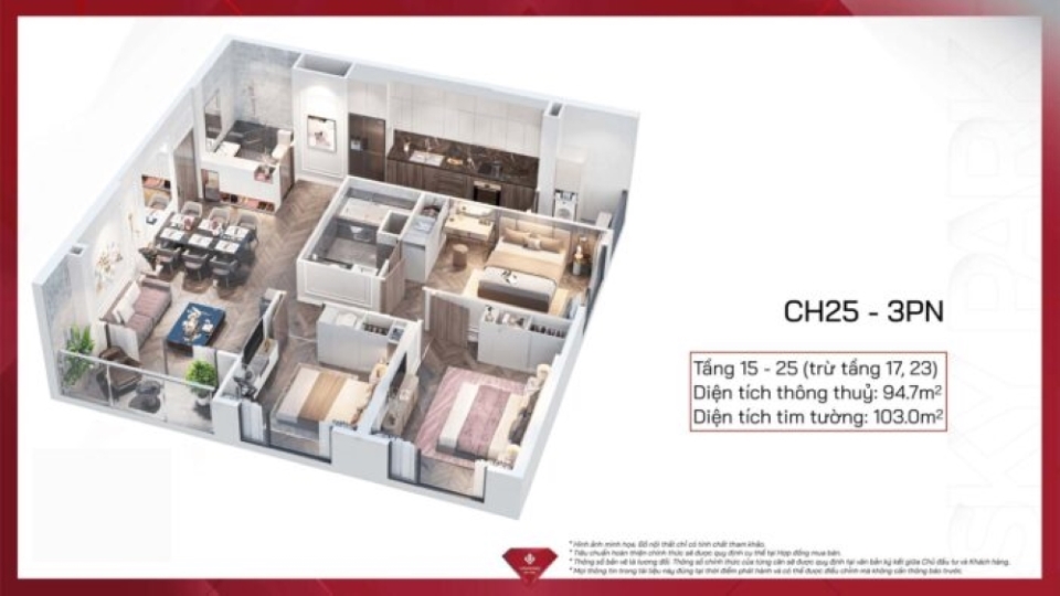 Mặt bằng thiết kế căn hộ 3 phòng ngủ tại chung cư Vũ Yên Mặt bằng thiết kế căn hộ 3 phòng ngủ tại chung cư Vũ Yên
