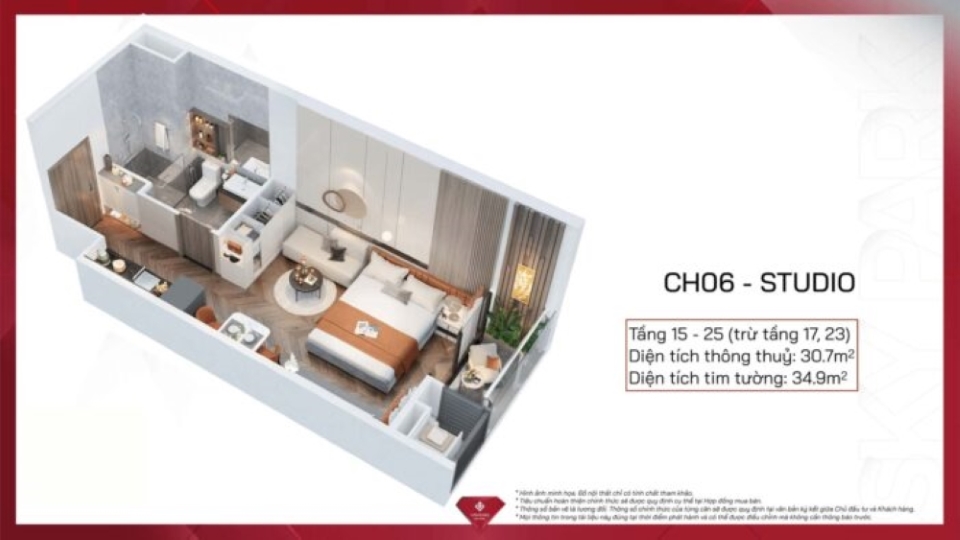 Mặt bằng thiết kế căn hộ studio tại chung cư Vũ Yên Mặt bằng thiết kế căn hộ studio tại chung cư Vũ Yên
